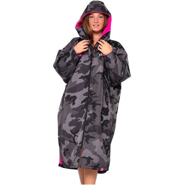 Dryrobe Advance Long Sleeve Change Robe V3 DR104V3 - Black Camo / Pink